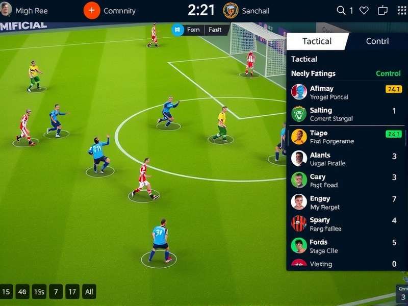 Midfield Virtuoso control interface showing tactical options